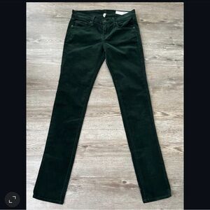 rag bone Skinny Corduroy Jeans Forest Green Low Rise Full Length Womens 26